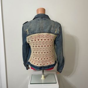 Vintage Havana jean jacket-beige macrame back sz L